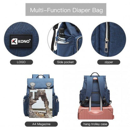 E1976 - Kono Travel Baby Changing Backpack with USB Charging Interface - Navy - Easy Luggage