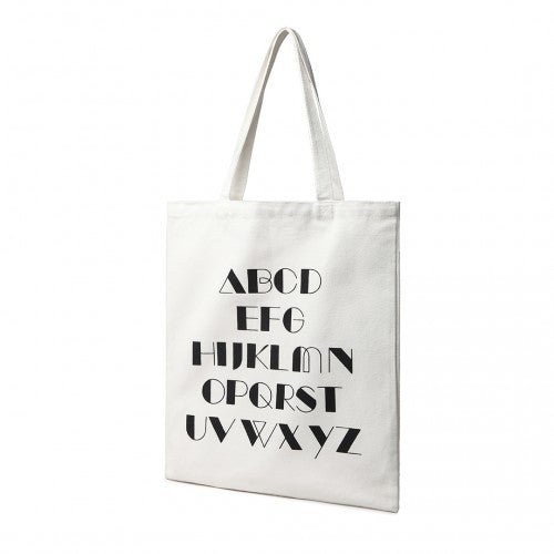 E2006 - Kono Canvas Alphabet Shopper Tote Bag - Natural/White - Easy Luggage
