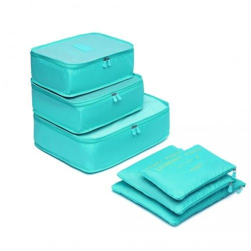 E2015 - Kono 6 Piece Polyester Travel Luggage Organiser Bag Set - Blue - Easy Luggage