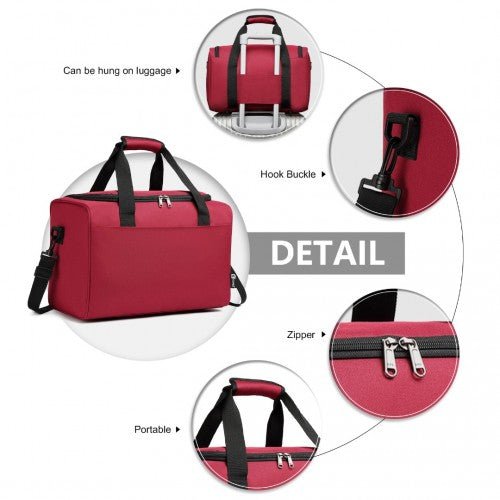 E2016S - Kono Structured Travel Duffle Bag - Burgundy - Easy Luggage