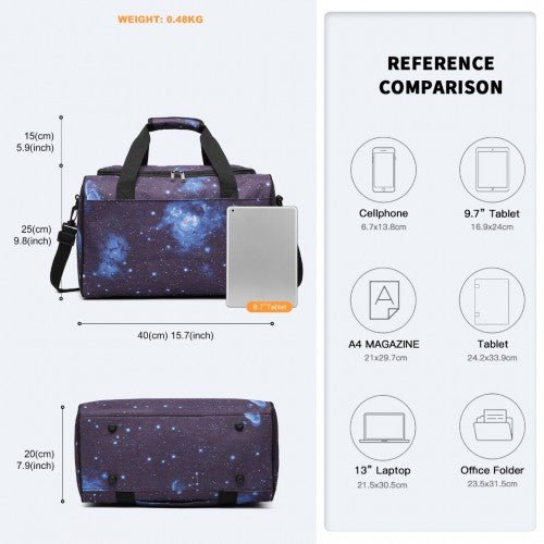 E2016S - Kono Structured Travel Duffle Bag - Galaxy Blue - Easy Luggage