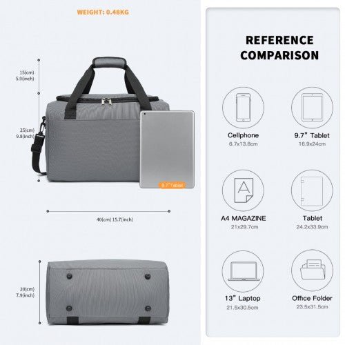 E2016S - Kono Structured Travel Duffle Bag - Grey - Easy Luggage