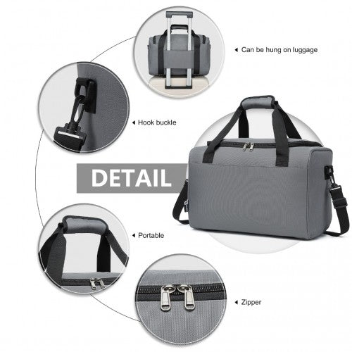 E2016S - Kono Structured Travel Duffle Bag - Grey - Easy Luggage