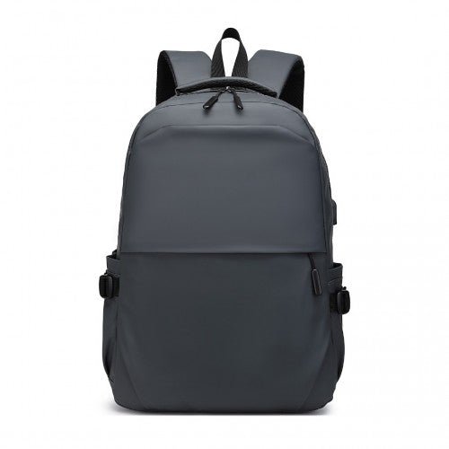 E2329 - Kono Leisure PVC Coated Water - resistant Backpack With USB Charging Port - Grey - Easy Luggage