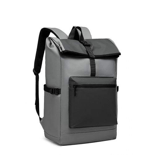 E2330 - Kono Durable PVC Coated Water - resistant Stylish Backpack - Grey - Easy Luggage