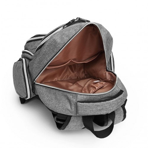 E6706 - Kono Large Capacity Multi Function Baby Diaper Backpack - Grey - Easy Luggage