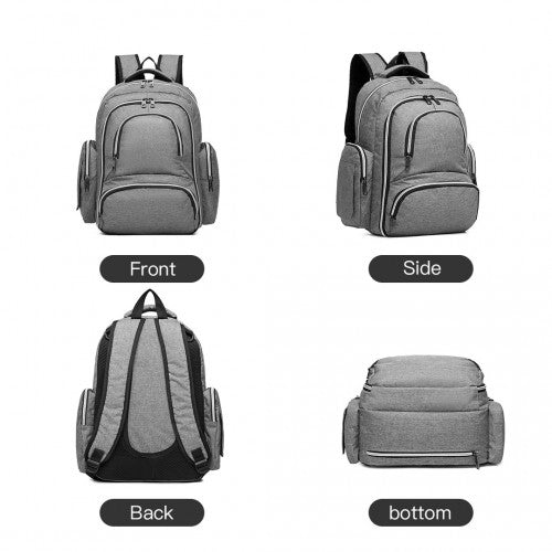 E6706 - Kono Large Capacity Multi Function Baby Diaper Backpack - Grey - Easy Luggage