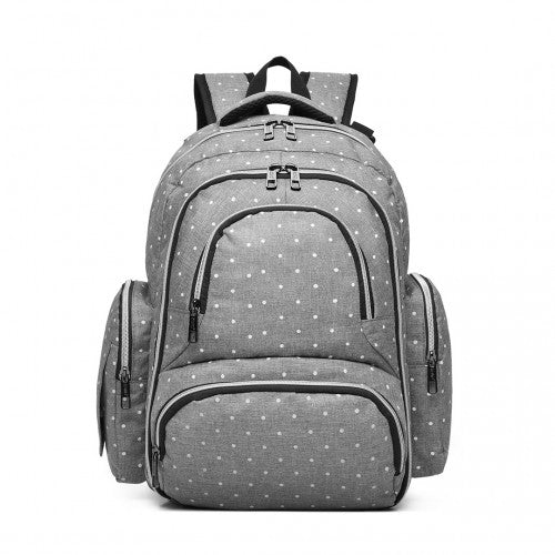 E6706D2 - Kono Large Capacity Multi Function Baby Diaper Backpack Polka Dot - Grey - Easy Luggage