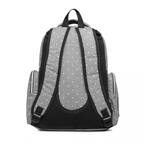 E6706D2 - Kono Large Capacity Multi Function Baby Diaper Backpack Polka Dot - Grey - Easy Luggage