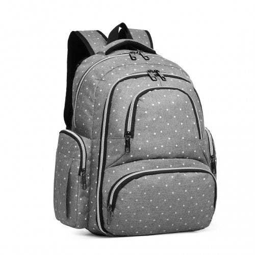 E6706D2 - Kono Large Capacity Multi Function Baby Diaper Backpack Polka Dot - Grey - Easy Luggage