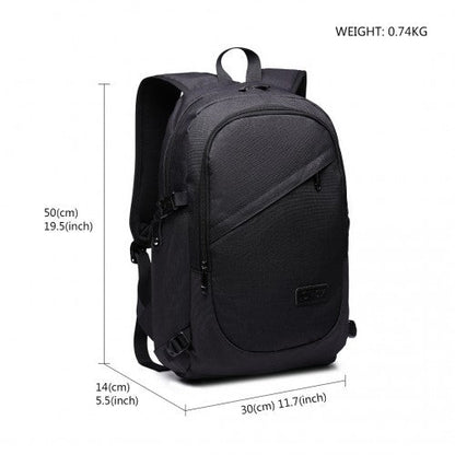 E6715 - Kono Business Laptop Backpack with USB Charging Port - Black - Easy Luggage