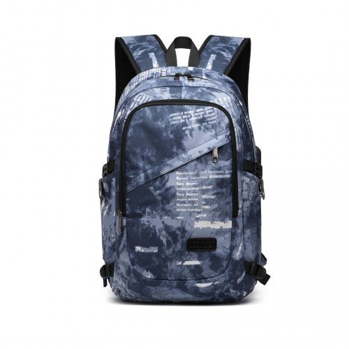 E6715 - Kono Business Laptop Backpack with USB Charging Port - Cloudy Blue - Easy Luggage
