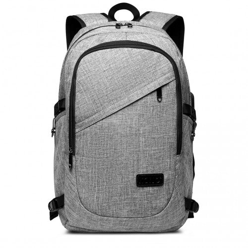 E6715 - Kono Business Laptop Backpack with USB Charging Port - Grey - Easy Luggage