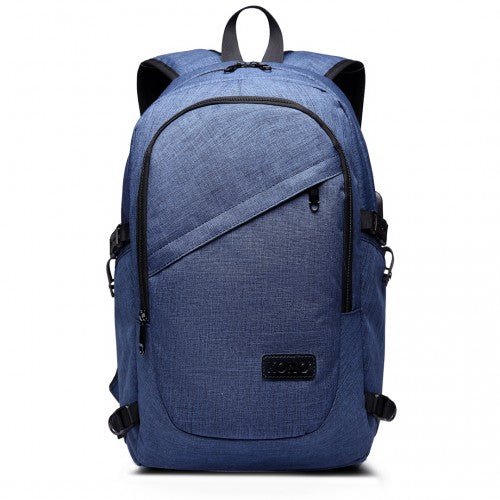 E6715 - Kono Business Laptop Backpack with USB Charging Port - Navy Blue - Easy Luggage