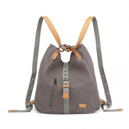 E6850 - 1 - Kono Casual Canvas Dual - Use Bag Large Capacity Shoulder Bag and Backpack - Grey - Easy Luggage