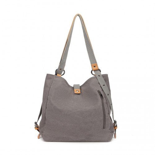 E6850 - 1 - Kono Casual Canvas Dual - Use Bag Large Capacity Shoulder Bag and Backpack - Grey - Easy Luggage