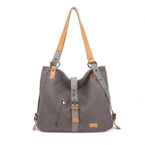 E6850 - 1 - Kono Casual Canvas Dual - Use Bag Large Capacity Shoulder Bag and Backpack - Grey - Easy Luggage