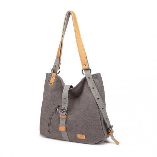 E6850 - 1 - Kono Casual Canvas Dual - Use Bag Large Capacity Shoulder Bag and Backpack - Grey - Easy Luggage