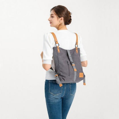 E6850 - 1 - Kono Casual Canvas Dual - Use Bag Large Capacity Shoulder Bag and Backpack - Grey - Easy Luggage
