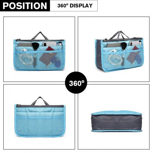 E6876 - Miss Lulu Folding Nylon Handbag Organiser - Blue - Easy Luggage