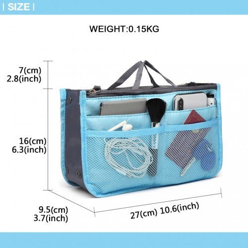 E6876 - Miss Lulu Folding Nylon Handbag Organiser - Blue - Easy Luggage