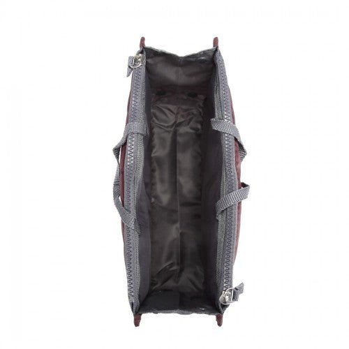 E6876 - Miss Lulu Folding Nylon Handbag Organiser - Burgundy - Easy Luggage