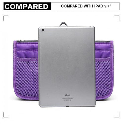 E6876 - Miss Lulu Folding Nylon Handbag Organiser - Purple - Easy Luggage