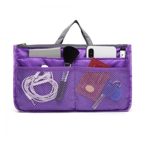 E6876 - Miss Lulu Folding Nylon Handbag Organiser - Purple - Easy Luggage