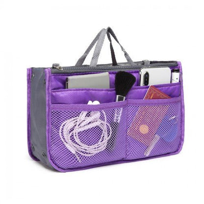 E6876 - Miss Lulu Folding Nylon Handbag Organiser - Purple - Easy Luggage