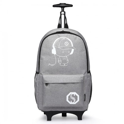 E6877 - Kono Multi - functional Glow - in - the - Dark Trolley Backpack - Grey - Easy Luggage