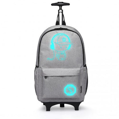 E6877 - Kono Multi - functional Glow - in - the - Dark Trolley Backpack - Grey - Easy Luggage