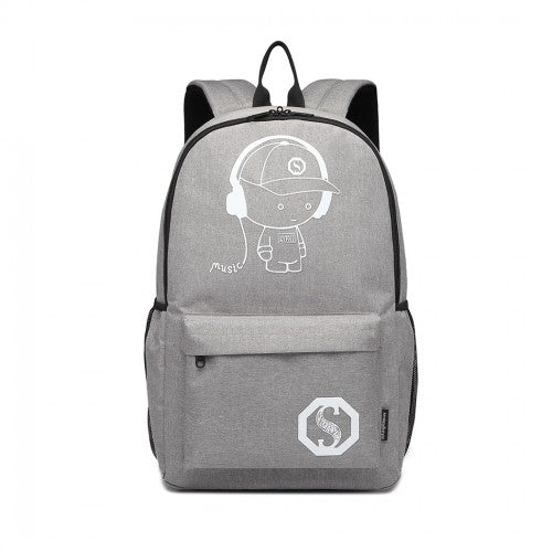 E6877 - Kono Multi - functional Glow - in - the - Dark Trolley Backpack - Grey - Easy Luggage