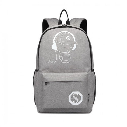 E6877 - Kono Multi - functional Glow - in - the - Dark Trolley Backpack - Grey - Easy Luggage