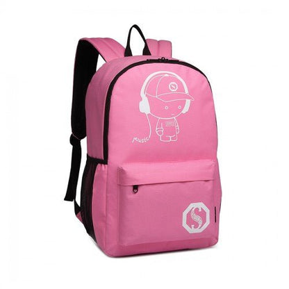 E6877 - Kono Multi - functional Glow - in - the - Dark Trolley Backpack - Pink - Easy Luggage