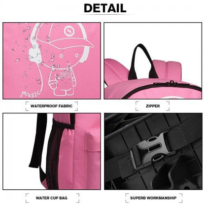 E6877 - Kono Multi - functional Glow - in - the - Dark Trolley Backpack - Pink - Easy Luggage