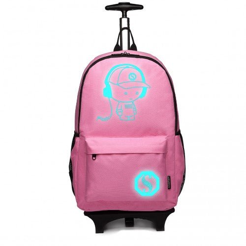 E6877 - Kono Multi - functional Glow - in - the - Dark Trolley Backpack - Pink - Easy Luggage