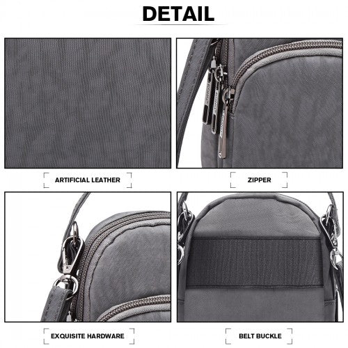 E6901 - Kono Compact Multi Compartment Cross Body Bag - Grey - Easy Luggage