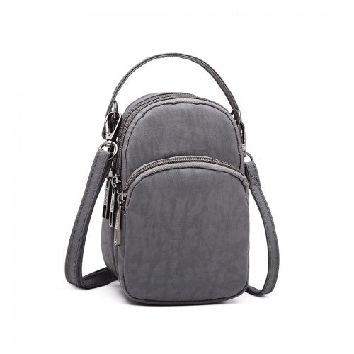 E6901 - Kono Compact Multi Compartment Cross Body Bag - Grey - Easy Luggage