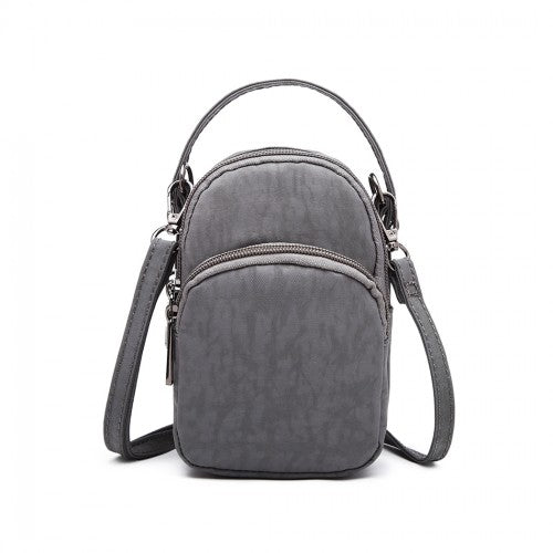 E6901 - Kono Compact Multi Compartment Cross Body Bag - Grey - Easy Luggage