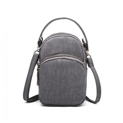 E6901 - Kono Compact Multi Compartment Cross Body Bag - Grey - Easy Luggage