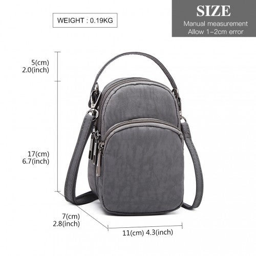 E6901 - Kono Compact Multi Compartment Cross Body Bag - Grey - Easy Luggage