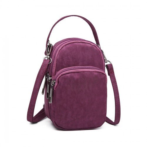 E6901 - Kono Compact Multi Compartment Cross Body Bag - Purple - Easy Luggage