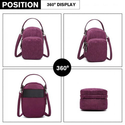 E6901 - Kono Compact Multi Compartment Cross Body Bag - Purple - Easy Luggage