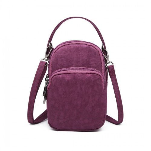 E6901 - Kono Compact Multi Compartment Cross Body Bag - Purple - Easy Luggage