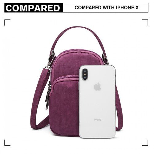 E6901 - Kono Compact Multi Compartment Cross Body Bag - Purple - Easy Luggage