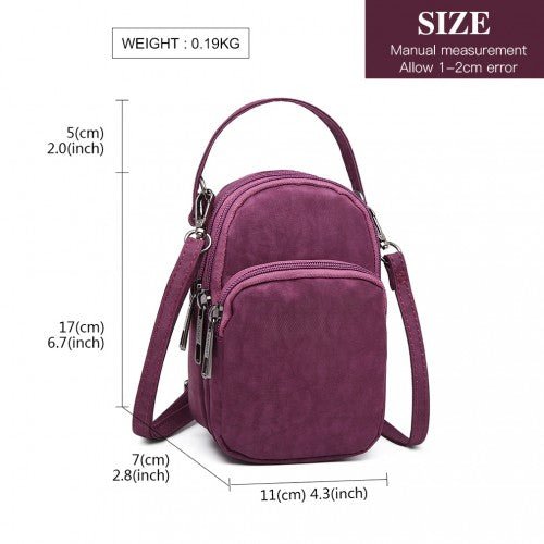 E6901 - Kono Compact Multi Compartment Cross Body Bag - Purple - Easy Luggage