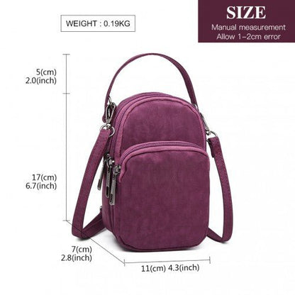 E6901 - Kono Compact Multi Compartment Cross Body Bag - Purple - Easy Luggage