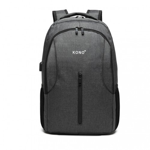 E6904 - Kono Large Backpack with USB Charging Interface - Grey - Easy Luggage