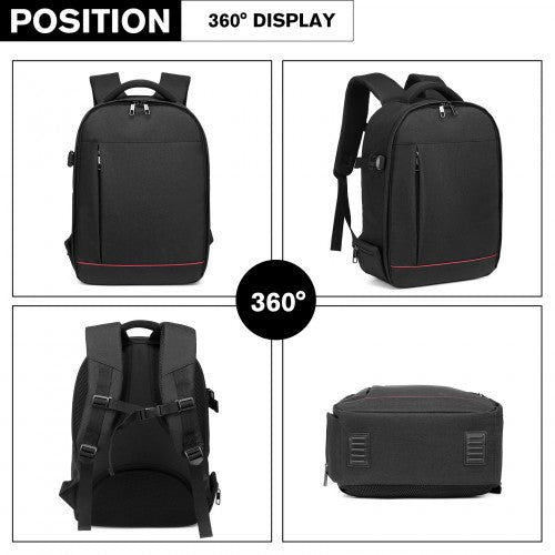 E6928 - Kono Water Resistant Shockproof DSLR Camera Backpack - Black - Easy Luggage