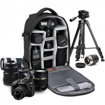 E6928 - Kono Water Resistant Shockproof DSLR Camera Backpack - Black - Easy Luggage